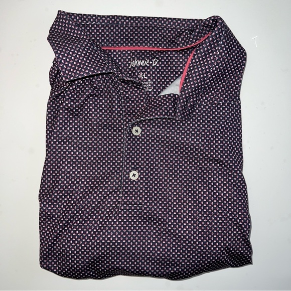 Johnnie O Polo Navy Blue Pink Size XL Golf Shirt Preppy Tennis Prep School - Picture 7 of 7